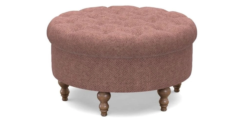 Burford Footstool in V&A Threads of India Opulent Velvets Lahore Dynasty Flame with fringe in Sophie Bullion Fringe Currant