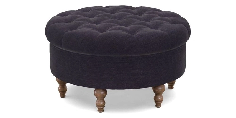 Burford Footstool in V&A Threads of India Opulent Velvets Lahore Dynasty Flame with fringe in Sophie Bullion Fringe Currant