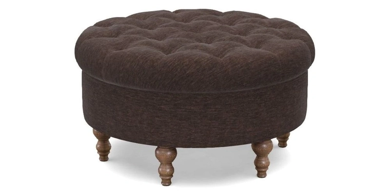 Burford Footstool in V&A Threads of India Opulent Velvets Lahore Dynasty Flame with fringe in Sophie Bullion Fringe Currant