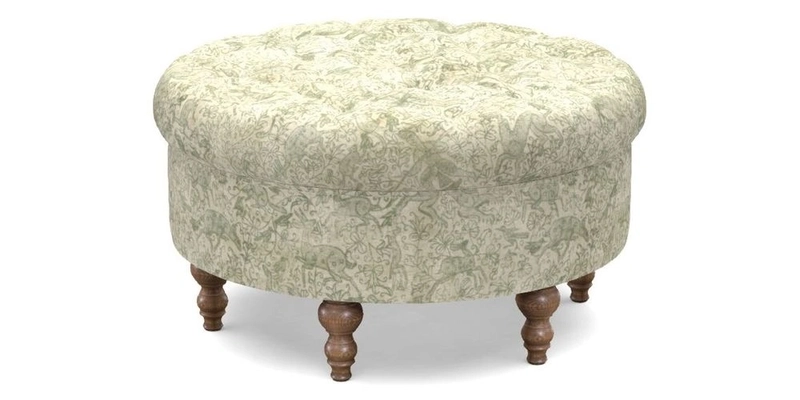 Burford Footstool in V&A Threads of India Opulent Velvets Lahore Dynasty Flame with fringe in Sophie Bullion Fringe Currant