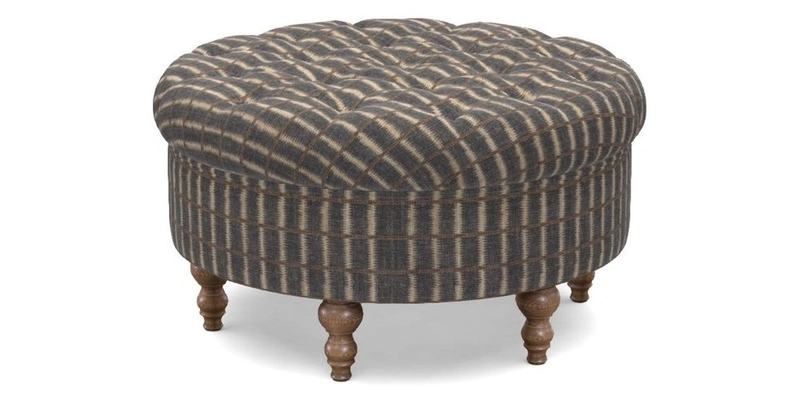 Burford Footstool in V&A Threads of India Opulent Velvets Lahore Dynasty Flame with fringe in Sophie Bullion Fringe Currant