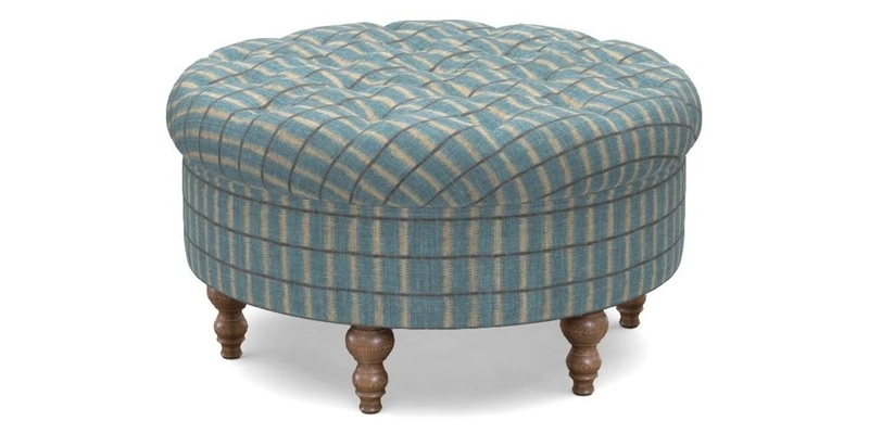 Burford Footstool in V&A Threads of India Opulent Velvets Lahore Dynasty Flame with fringe in Sophie Bullion Fringe Currant