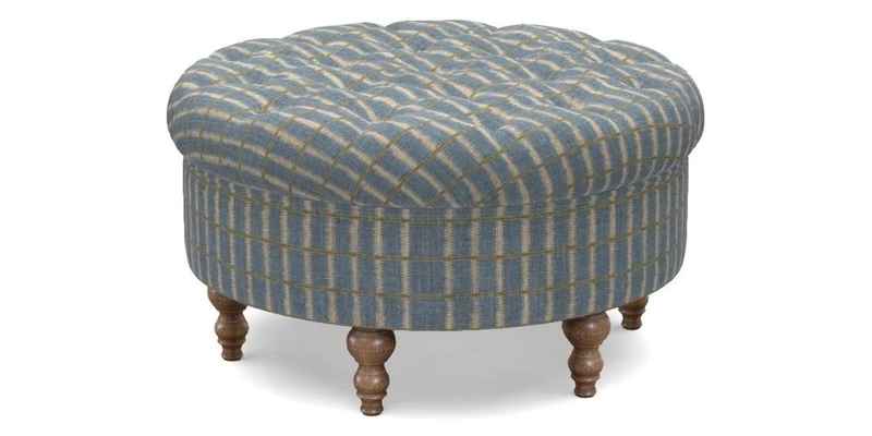 Burford Footstool in V&A Threads of India Opulent Velvets Lahore Dynasty Flame with fringe in Sophie Bullion Fringe Currant