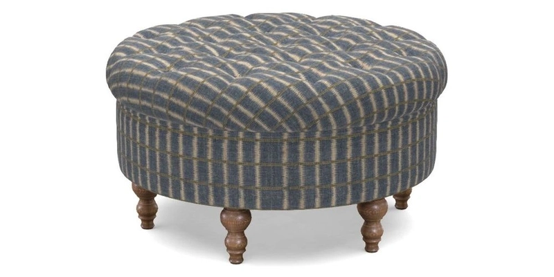 Burford Footstool in V&A Threads of India Opulent Velvets Lahore Dynasty Flame with fringe in Sophie Bullion Fringe Currant