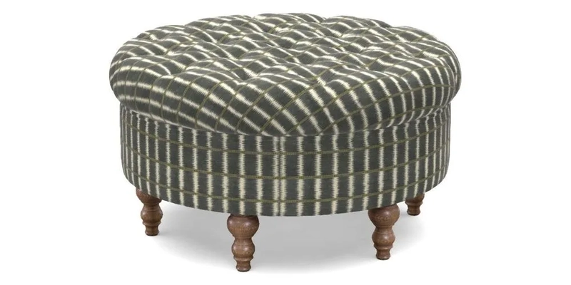 Burford Footstool in V&A Threads of India Opulent Velvets Lahore Dynasty Flame with fringe in Sophie Bullion Fringe Currant