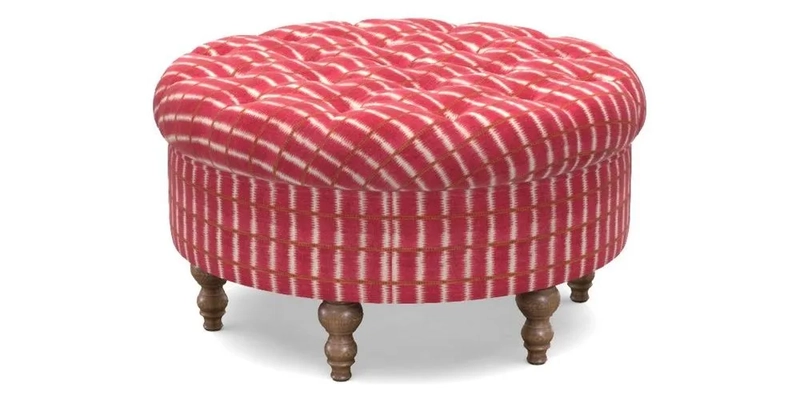 Burford Footstool in V&A Threads of India Opulent Velvets Lahore Dynasty Flame with fringe in Sophie Bullion Fringe Currant Burford Footstool in V&A Threads of India Opulent Velvets Lahore Dynasty Flame with fringe in Sophie Bullion Fringe Currant