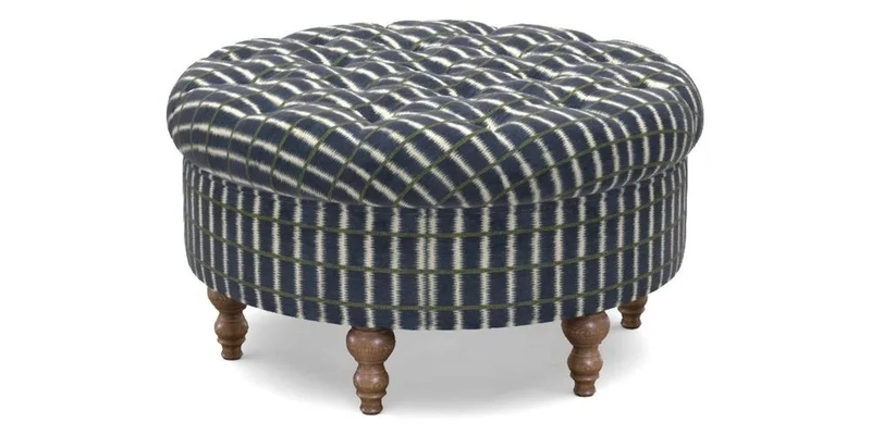 Burford Footstool in V&A Threads of India Opulent Velvets Lahore Dynasty Flame with fringe in Sophie Bullion Fringe Currant