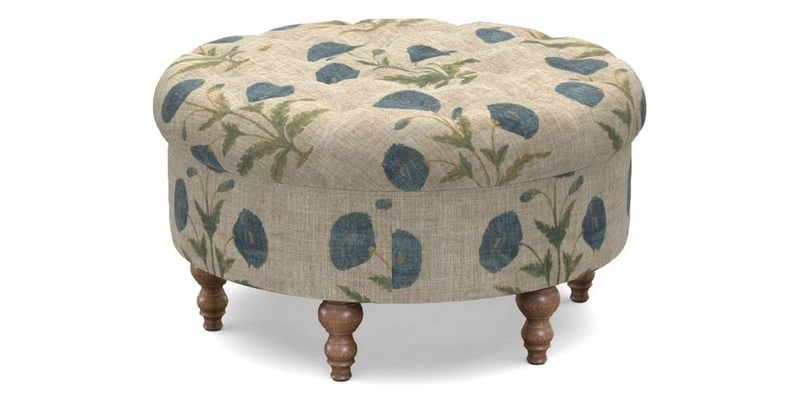 Burford Footstool in V&A Threads of India Opulent Velvets Lahore Dynasty Flame with fringe in Sophie Bullion Fringe Currant