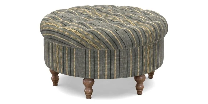 Burford Footstool in V&A Threads of India Opulent Velvets Lahore Dynasty Flame with fringe in Sophie Bullion Fringe Currant