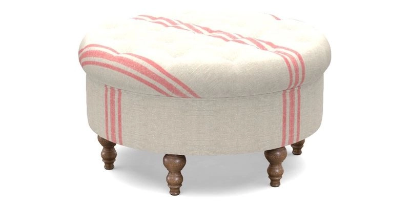 Burford Footstool in V&A Threads of India Opulent Velvets Lahore Dynasty Flame with fringe in Sophie Bullion Fringe Currant