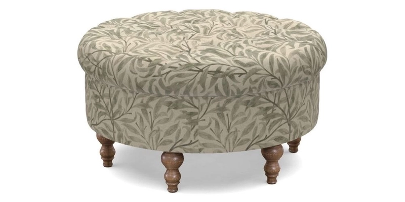 Burford Footstool in V&A Threads of India Opulent Velvets Lahore Dynasty Flame with fringe in Sophie Bullion Fringe Currant