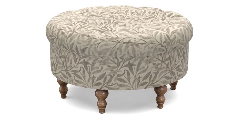 Burford Footstool in V&A Threads of India Opulent Velvets Lahore Dynasty Flame with fringe in Sophie Bullion Fringe Currant