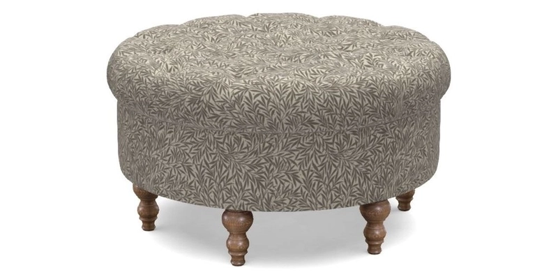 Burford Footstool in V&A Threads of India Opulent Velvets Lahore Dynasty Flame with fringe in Sophie Bullion Fringe Currant