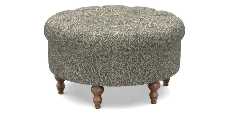 Burford Footstool in V&A Threads of India Opulent Velvets Lahore Dynasty Flame with fringe in Sophie Bullion Fringe Currant