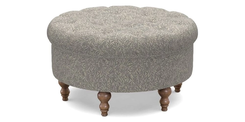 Burford Footstool in V&A Threads of India Opulent Velvets Lahore Dynasty Flame with fringe in Sophie Bullion Fringe Currant