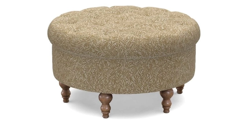 Burford Footstool in V&A Threads of India Opulent Velvets Lahore Dynasty Flame with fringe in Sophie Bullion Fringe Currant