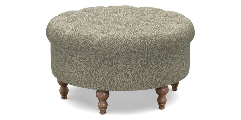 Burford Footstool in V&A Threads of India Opulent Velvets Lahore Dynasty Flame with fringe in Sophie Bullion Fringe Currant
