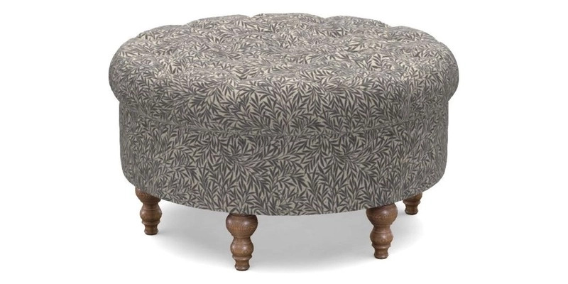 Burford Footstool in V&A Threads of India Opulent Velvets Lahore Dynasty Flame with fringe in Sophie Bullion Fringe Currant