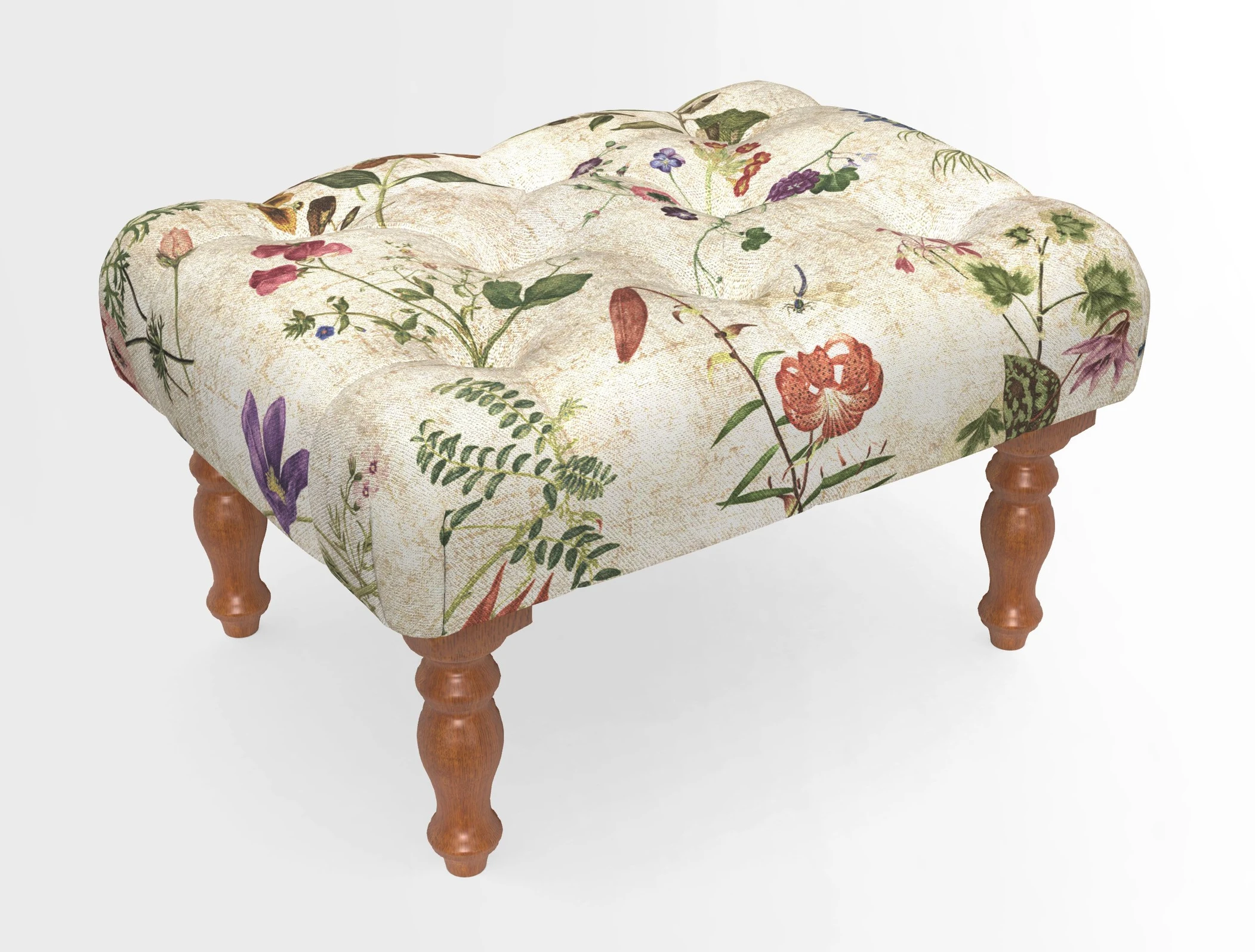 Chelsham Footstool in Two Tone Plain Biscuit