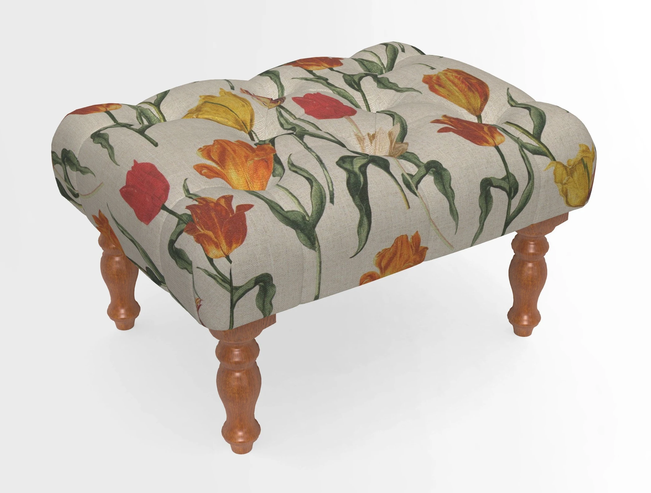 Chelsham Footstool in Two Tone Plain Biscuit