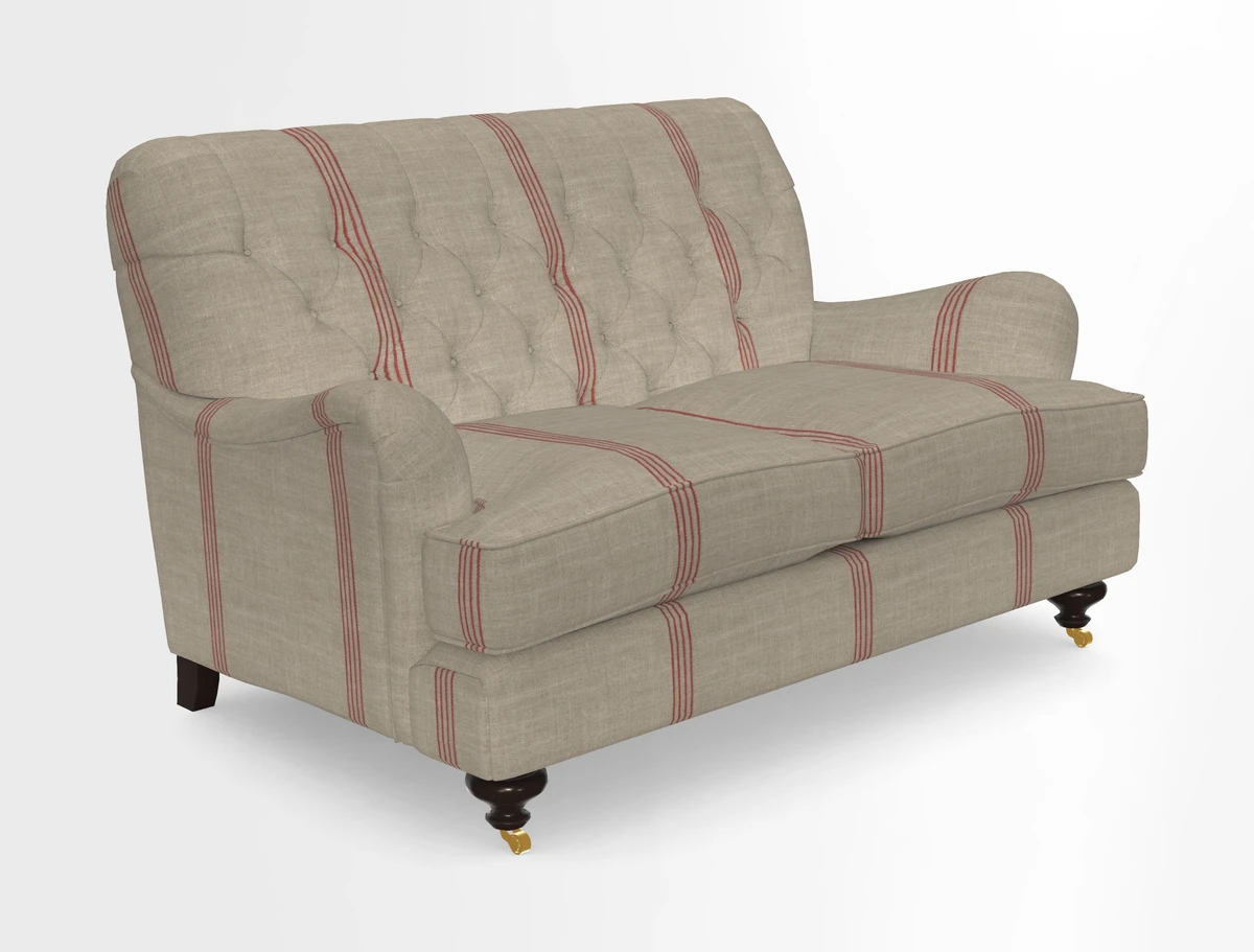 Chiddingfold 3 Seater Sofa in Omega Velvet Tawny Velvet and V&A Threads of India Regal Arabesque Flame with scatters in Sulawesi Splendour Jasper