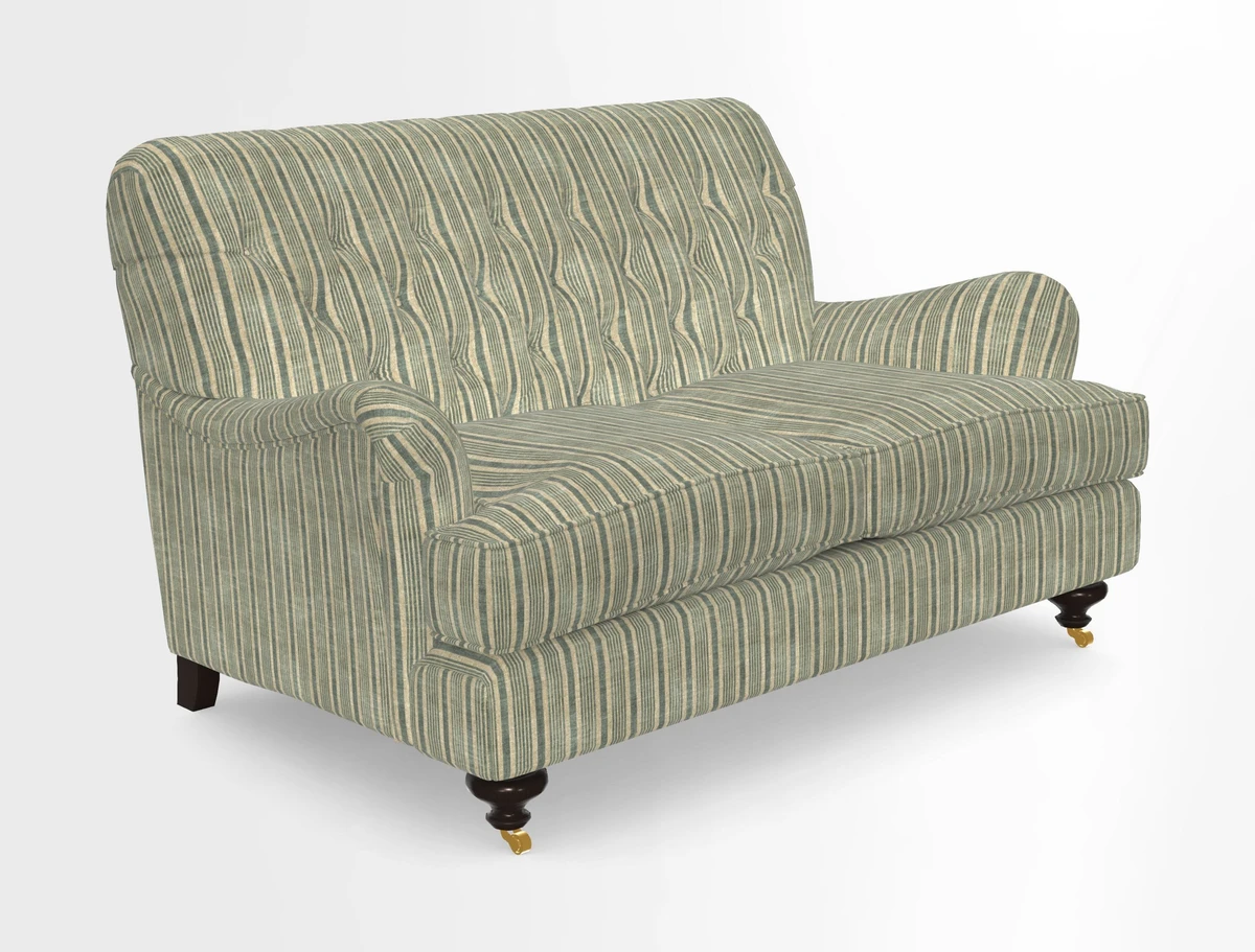 Chiddingfold 3 Seater Sofa in Omega Velvet Tawny Velvet and V&A Threads of India Regal Arabesque Flame with scatters in Sulawesi Splendour Jasper