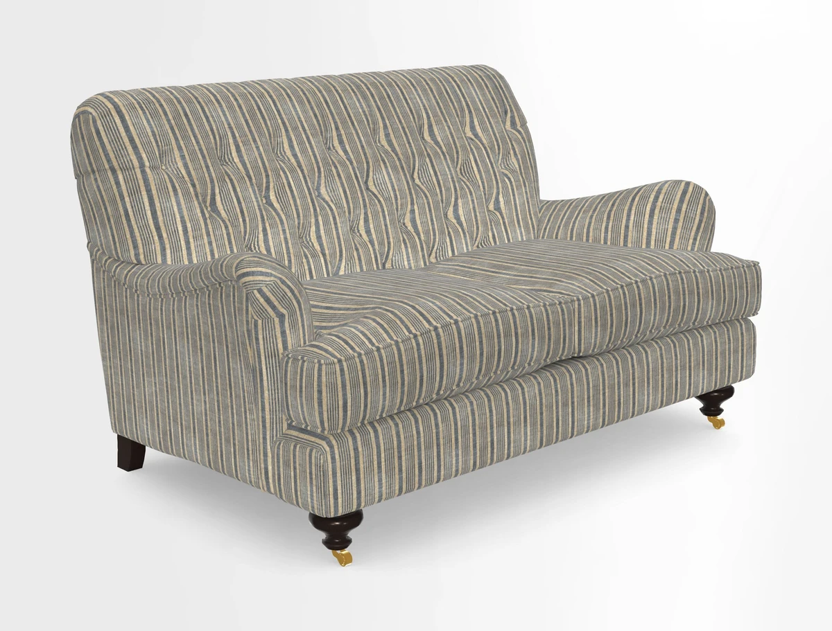 Chiddingfold 3 Seater Sofa in Omega Velvet Tawny Velvet and V&A Threads of India Regal Arabesque Flame with scatters in Sulawesi Splendour Jasper