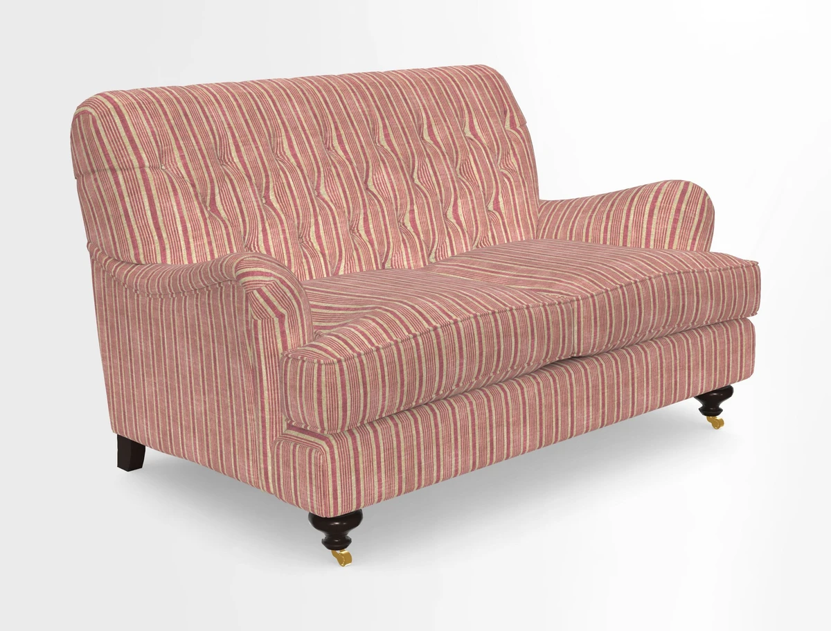 Chiddingfold 3 Seater Sofa in Omega Velvet Tawny Velvet and V&A Threads of India Regal Arabesque Flame with scatters in Sulawesi Splendour Jasper
