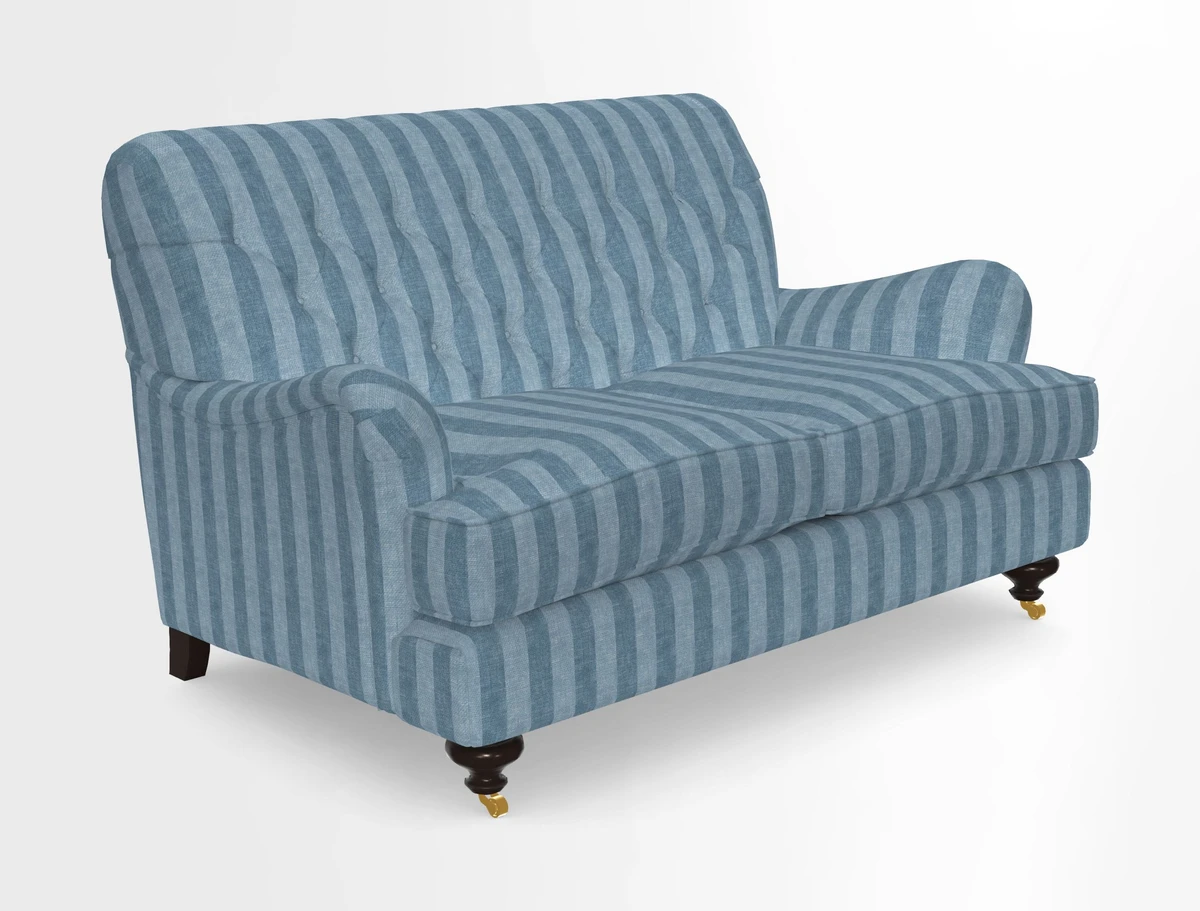 Chiddingfold 3 Seater Sofa in Omega Velvet Tawny Velvet and V&A Threads of India Regal Arabesque Flame with scatters in Sulawesi Splendour Jasper