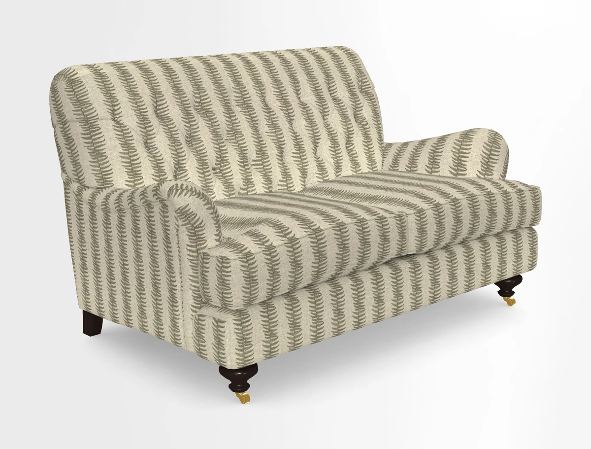 Chiddingfold 3 Seater Sofa in Omega Velvet Tawny Velvet and V&A Threads of India Regal Arabesque Flame with scatters in Sulawesi Splendour Jasper