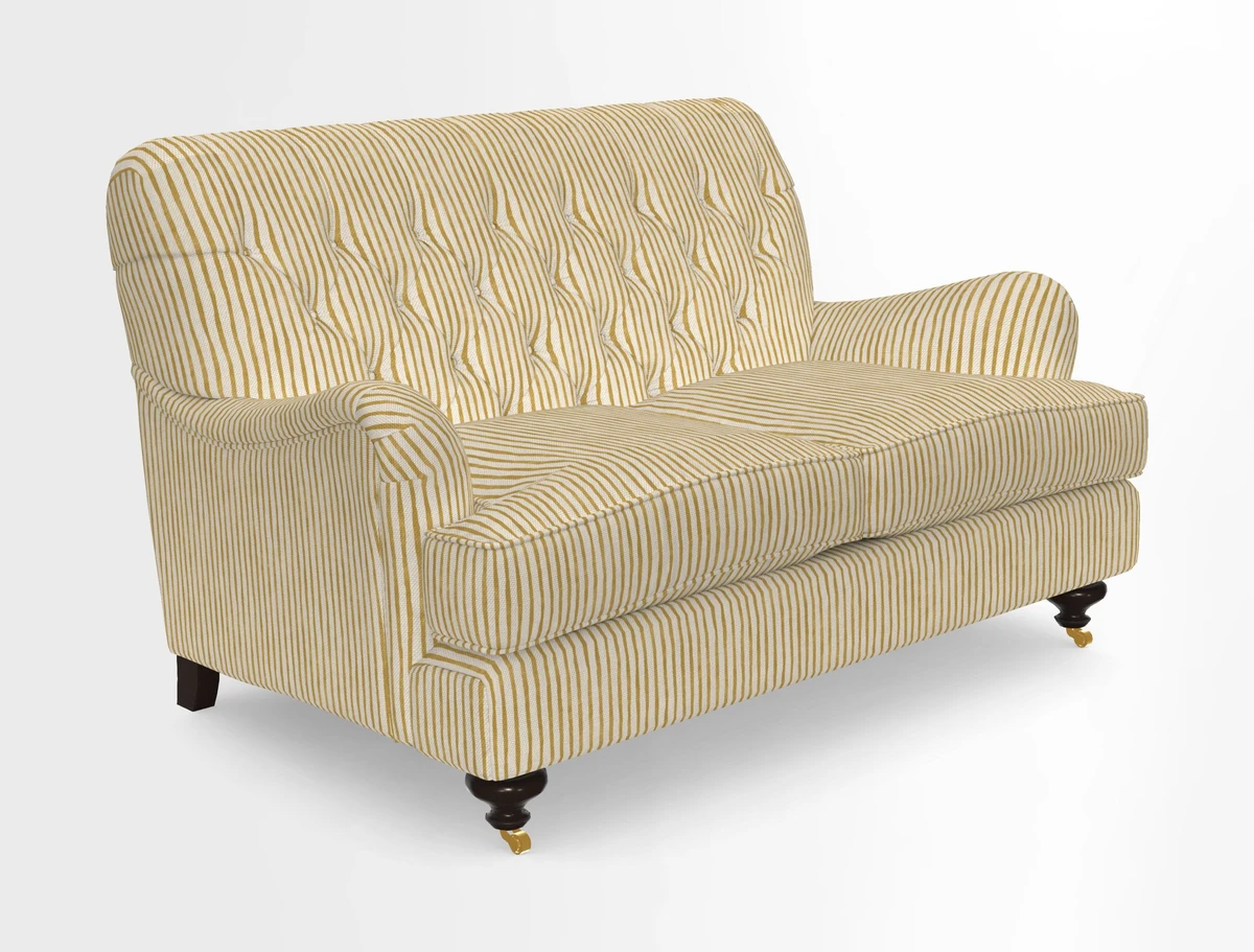 Chiddingfold 3 Seater Sofa in Omega Velvet Tawny Velvet and V&A Threads of India Regal Arabesque Flame with scatters in Sulawesi Splendour Jasper