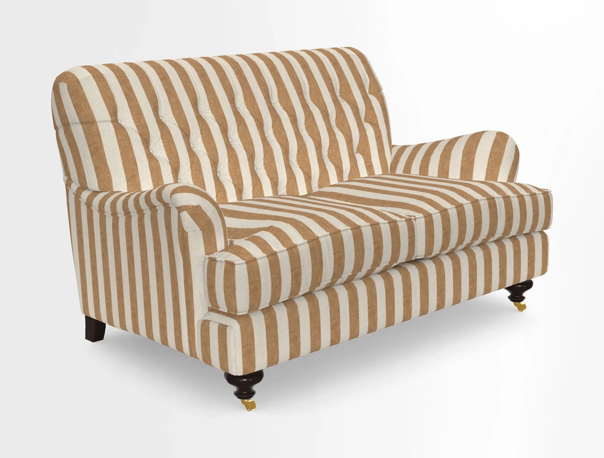 Chiddingfold 3 Seater Sofa in Omega Velvet Tawny Velvet and V&A Threads of India Regal Arabesque Flame with scatters in Sulawesi Splendour Jasper