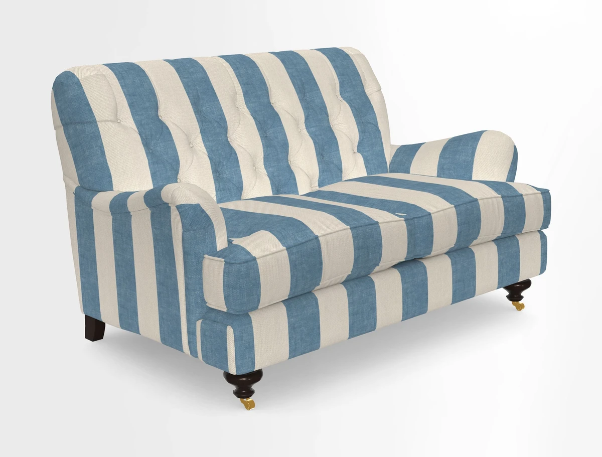 Chiddingfold 3 Seater Sofa in Omega Velvet Tawny Velvet and V&A Threads of India Regal Arabesque Flame with scatters in Sulawesi Splendour Jasper