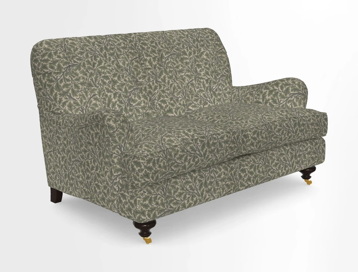 Chiddingfold 3 Seater Sofa in Omega Velvet Tawny Velvet and V&A Threads of India Regal Arabesque Flame with scatters in Sulawesi Splendour Jasper