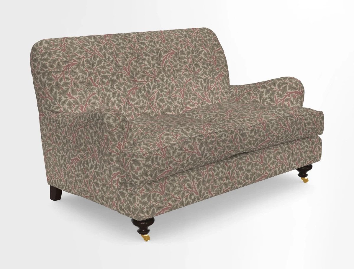 Chiddingfold 3 Seater Sofa in Omega Velvet Tawny Velvet and V&A Threads of India Regal Arabesque Flame with scatters in Sulawesi Splendour Jasper