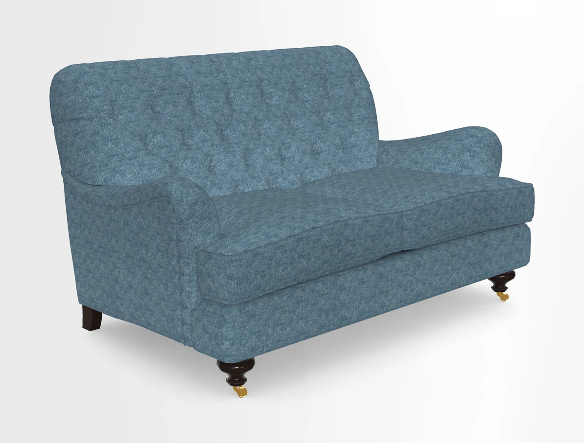Chiddingfold 3 Seater Sofa in Omega Velvet Tawny Velvet and V&A Threads of India Regal Arabesque Flame with scatters in Sulawesi Splendour Jasper