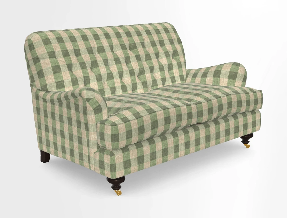 Chiddingfold 3 Seater Sofa in Omega Velvet Tawny Velvet and V&A Threads of India Regal Arabesque Flame with scatters in Sulawesi Splendour Jasper