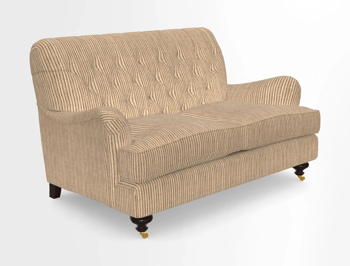Chiddingfold 3 Seater Sofa in Omega Velvet Tawny Velvet and V&A Threads of India Regal Arabesque Flame with scatters in Sulawesi Splendour Jasper