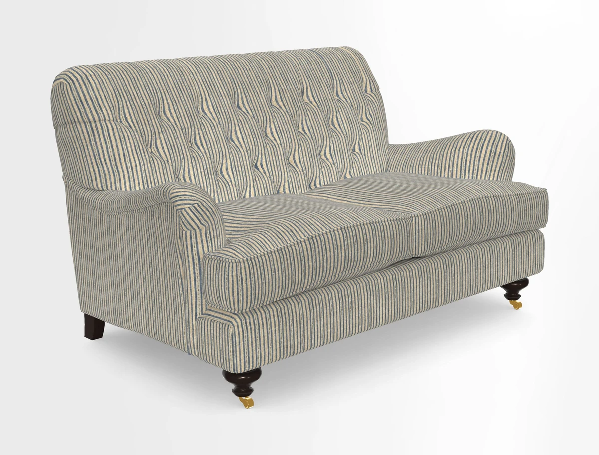 Chiddingfold 3 Seater Sofa in Omega Velvet Tawny Velvet and V&A Threads of India Regal Arabesque Flame with scatters in Sulawesi Splendour Jasper
