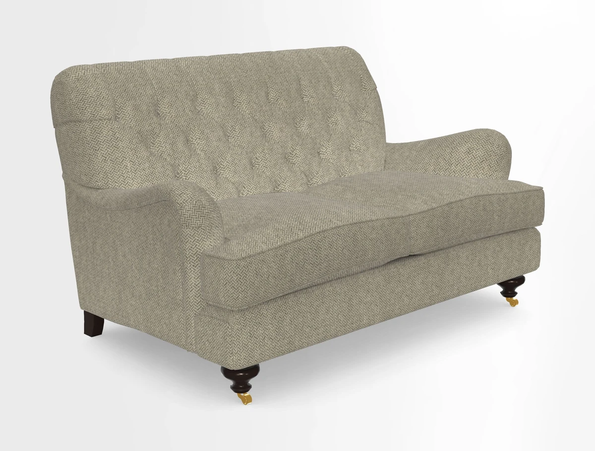 Chiddingfold 3 Seater Sofa in Omega Velvet Tawny Velvet and V&A Threads of India Regal Arabesque Flame with scatters in Sulawesi Splendour Jasper