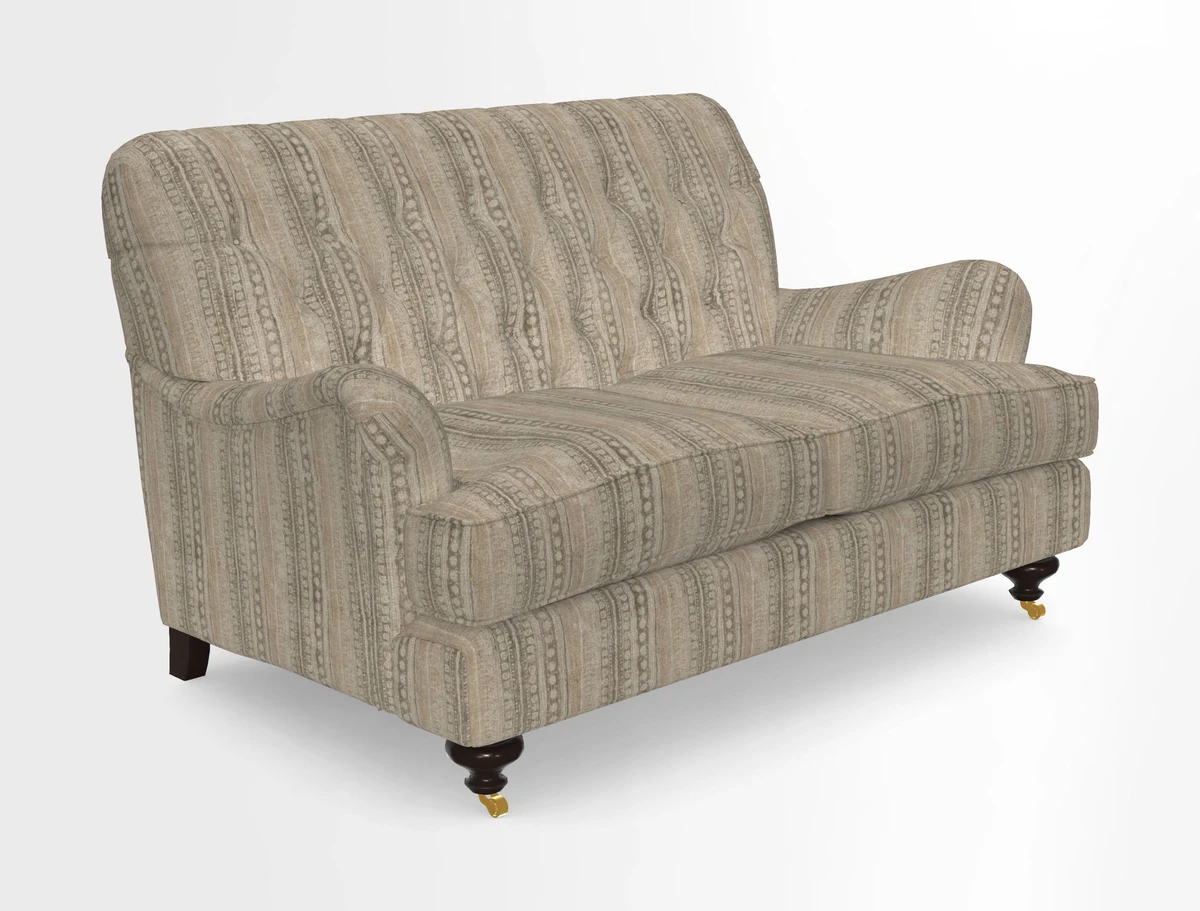 Chiddingfold 3 Seater Sofa in Omega Velvet Tawny Velvet and V&A Threads of India Regal Arabesque Flame with scatters in Sulawesi Splendour Jasper