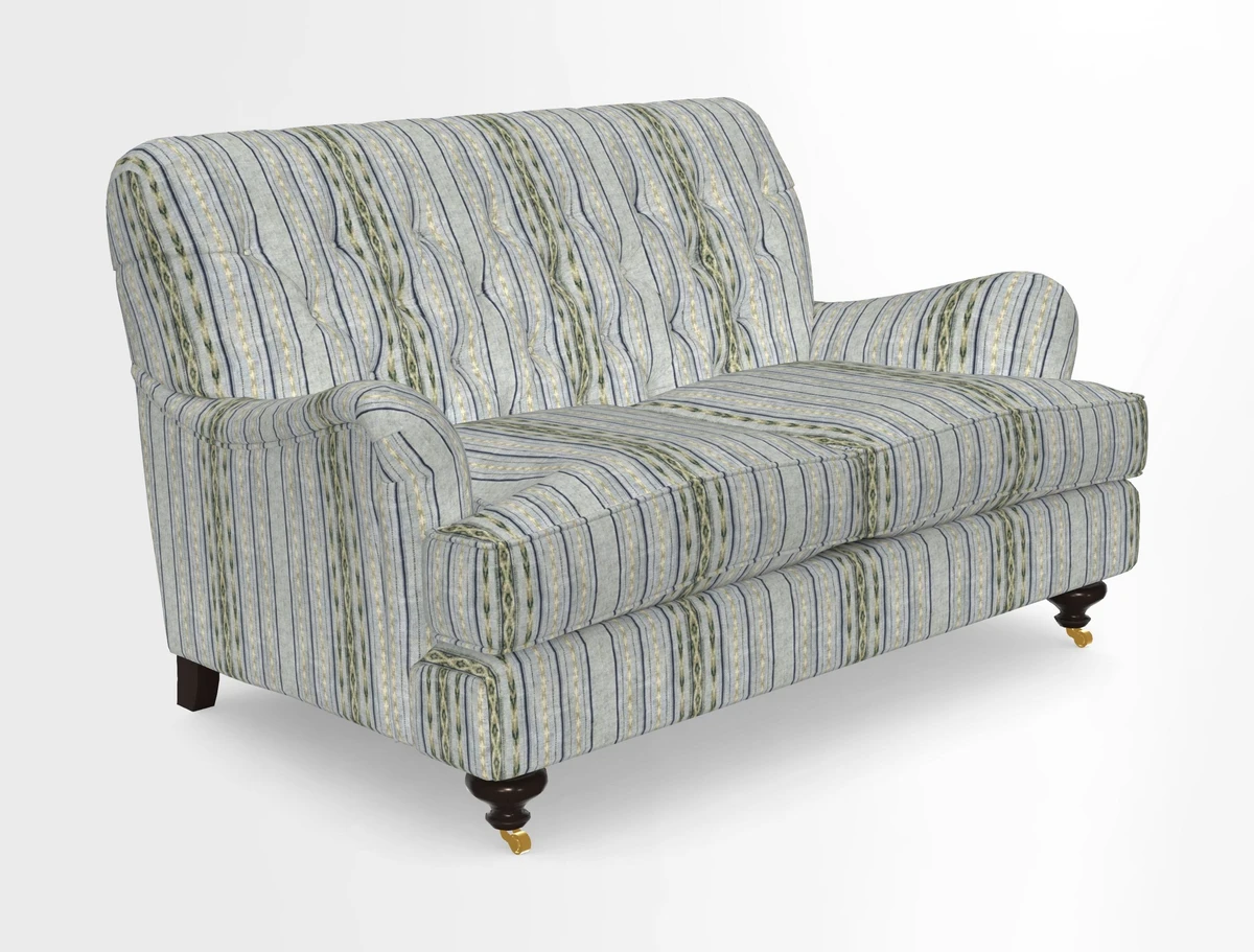 Chiddingfold 3 Seater Sofa in Omega Velvet Tawny Velvet and V&A Threads of India Regal Arabesque Flame with scatters in Sulawesi Splendour Jasper