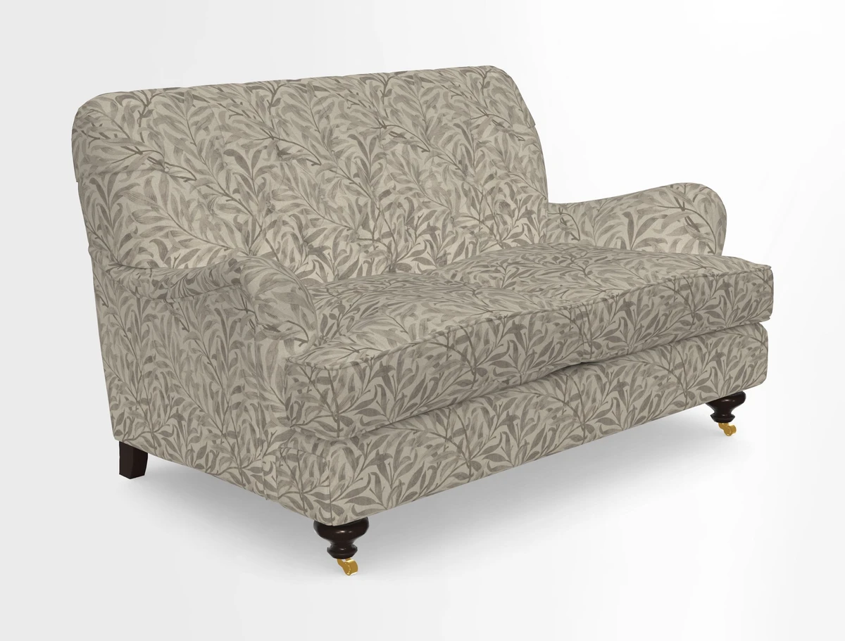 Chiddingfold 3 Seater Sofa in Omega Velvet Tawny Velvet and V&A Threads of India Regal Arabesque Flame with scatters in Sulawesi Splendour Jasper