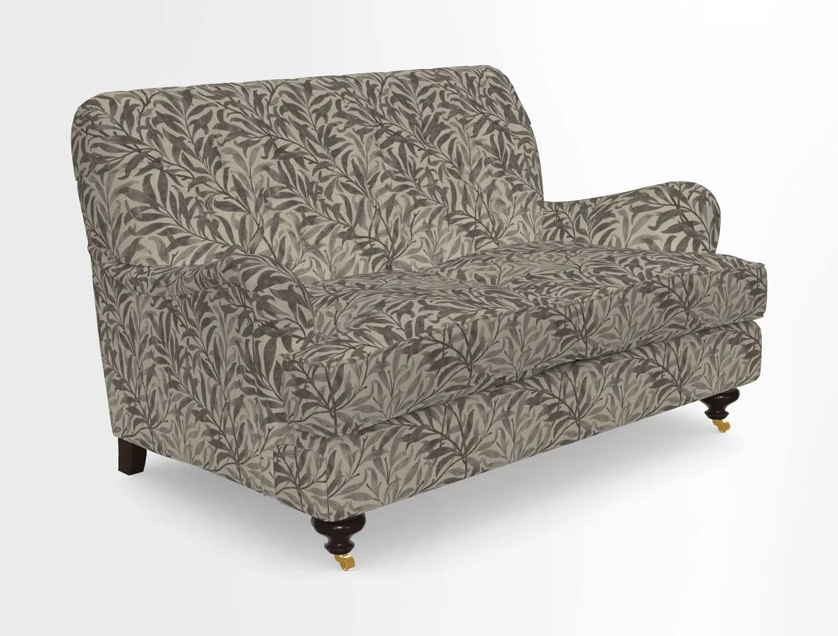 Chiddingfold 3 Seater Sofa in Omega Velvet Tawny Velvet and V&A Threads of India Regal Arabesque Flame with scatters in Sulawesi Splendour Jasper
