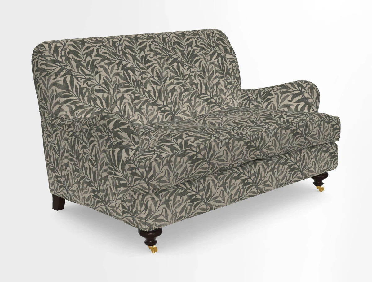 Chiddingfold 3 Seater Sofa in Omega Velvet Tawny Velvet and V&A Threads of India Regal Arabesque Flame with scatters in Sulawesi Splendour Jasper