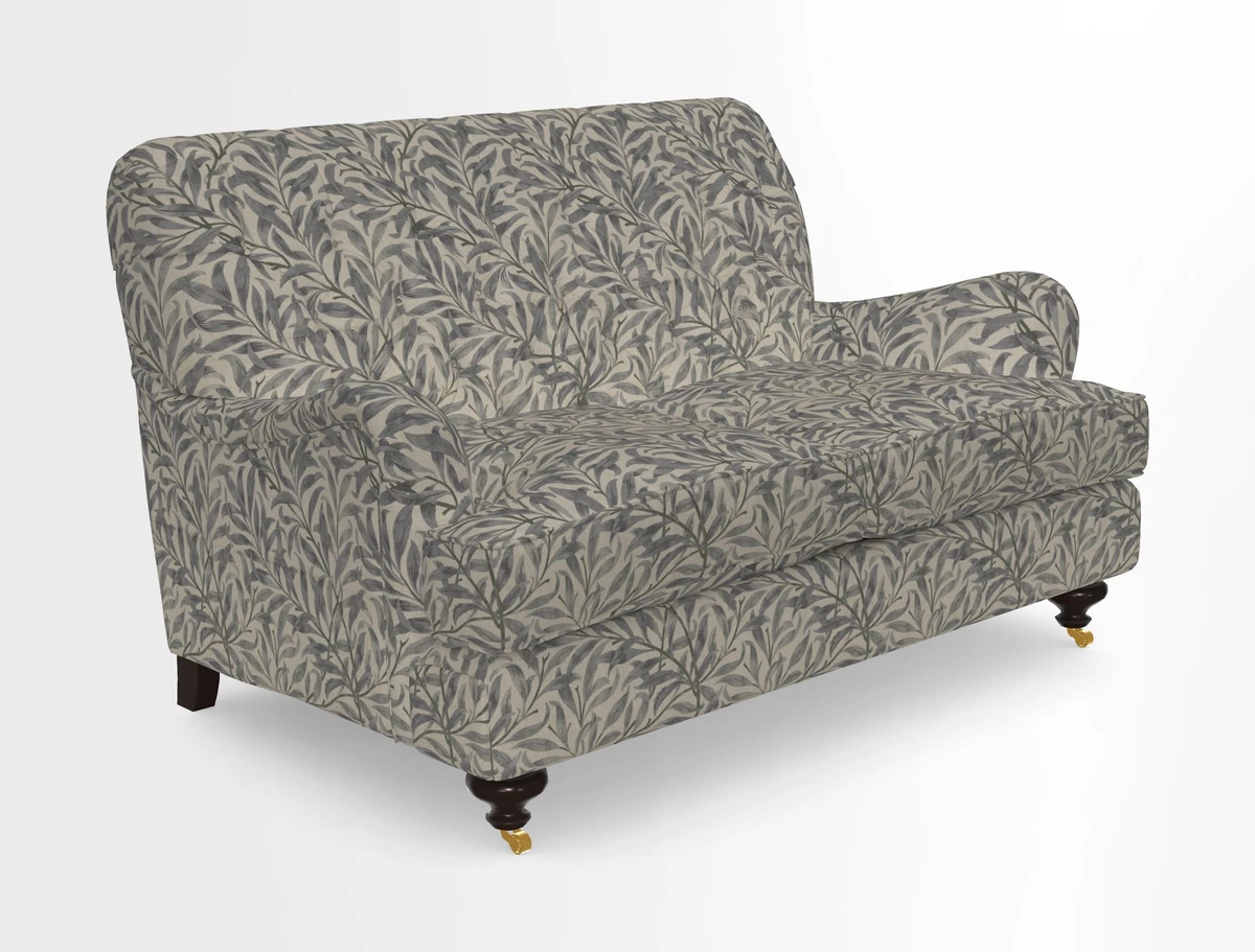 Chiddingfold 3 Seater Sofa in Omega Velvet Tawny Velvet and V&A Threads of India Regal Arabesque Flame with scatters in Sulawesi Splendour Jasper