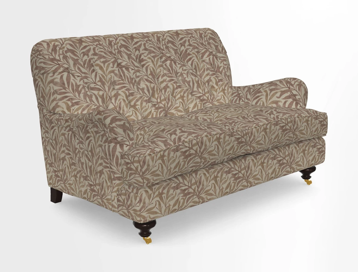 Chiddingfold 3 Seater Sofa in Omega Velvet Tawny Velvet and V&A Threads of India Regal Arabesque Flame with scatters in Sulawesi Splendour Jasper