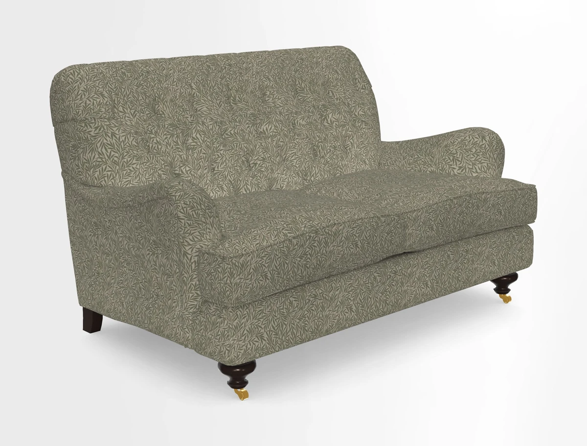 Chiddingfold 3 Seater Sofa in Omega Velvet Tawny Velvet and V&A Threads of India Regal Arabesque Flame with scatters in Sulawesi Splendour Jasper