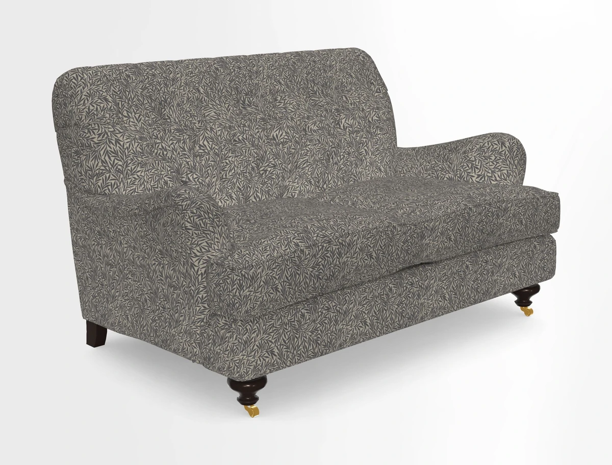 Chiddingfold 3 Seater Sofa in Omega Velvet Tawny Velvet and V&A Threads of India Regal Arabesque Flame with scatters in Sulawesi Splendour Jasper