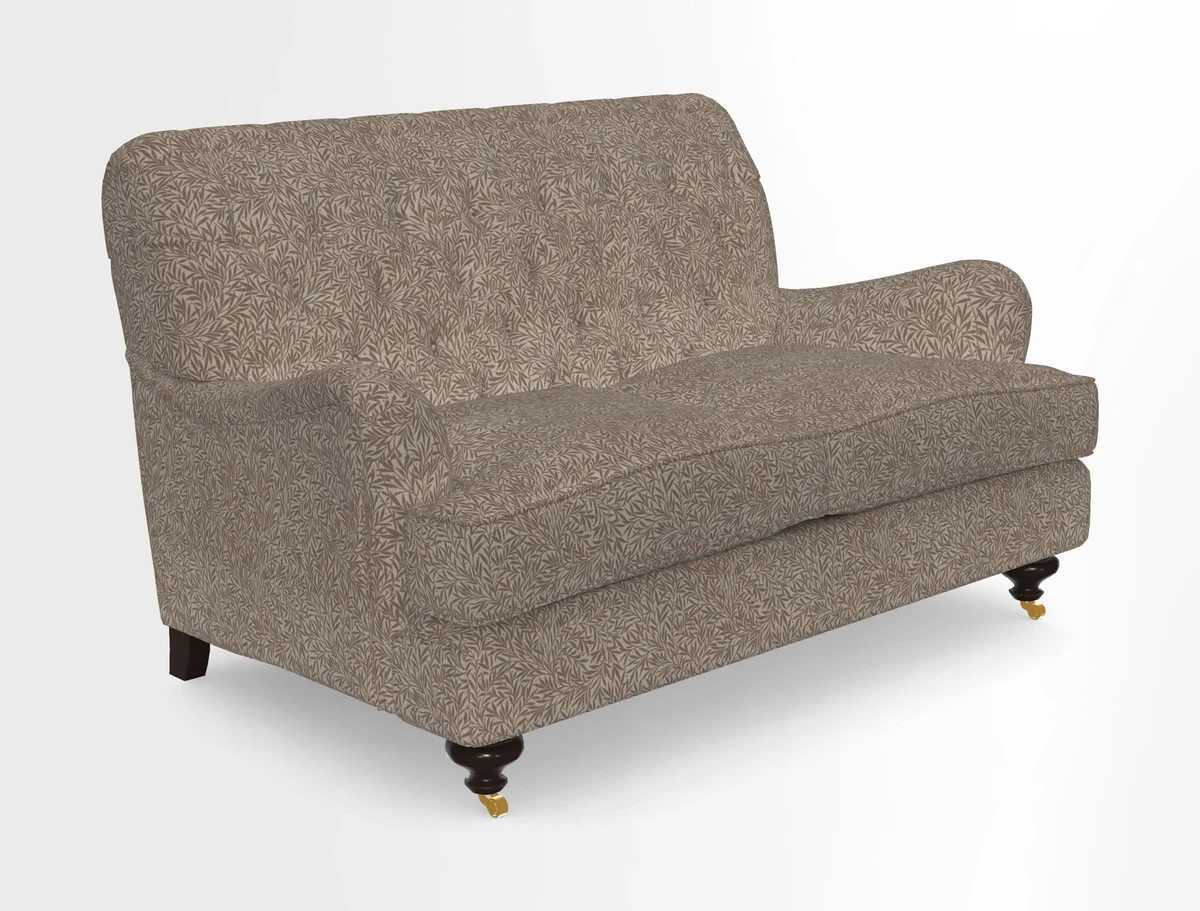 Chiddingfold 3 Seater Sofa in Omega Velvet Tawny Velvet and V&A Threads of India Regal Arabesque Flame with scatters in Sulawesi Splendour Jasper